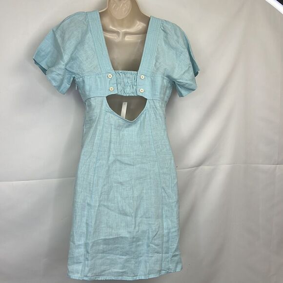 Madewell Blue Heron Linen Square-Neck Mini Dress NWT - Picture 11 of 16
